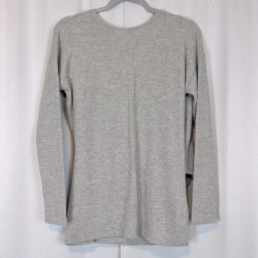 J Crew Sweater Women XS Gray Reversible Scoop Neck‎ Faux Wrap Soft Knit